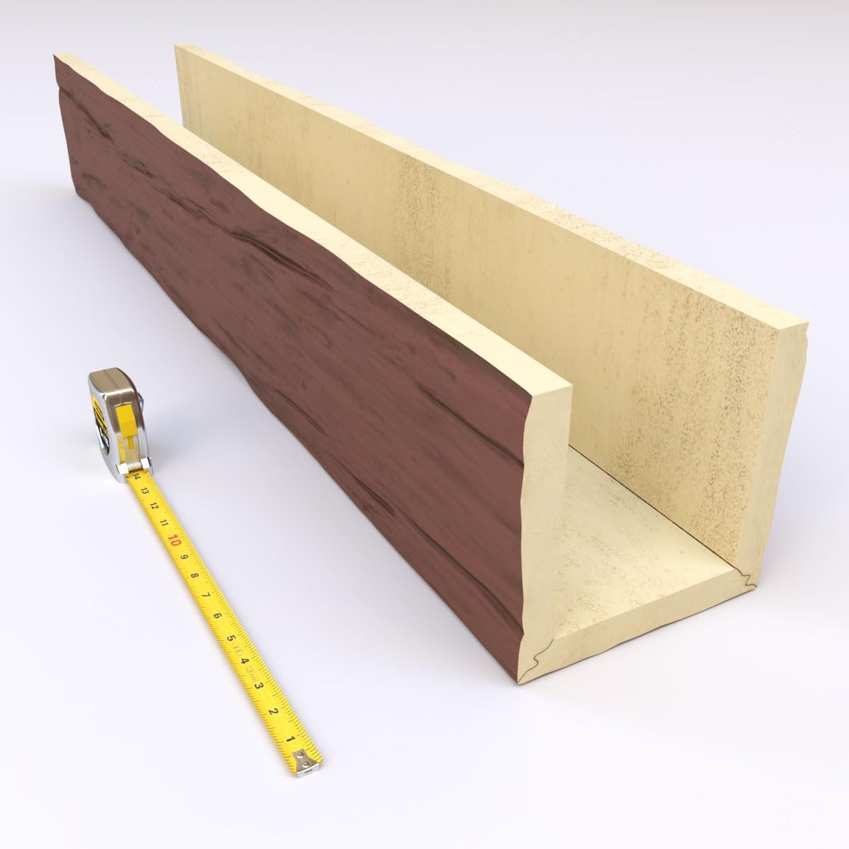 3-Sided Faux Wood Ceiling Beams, 8-in. W x 8-in. H x 8-ft. L, Redwood R1559