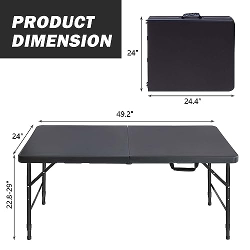 White Black Heavy Duty Plastic Folding Table C355409