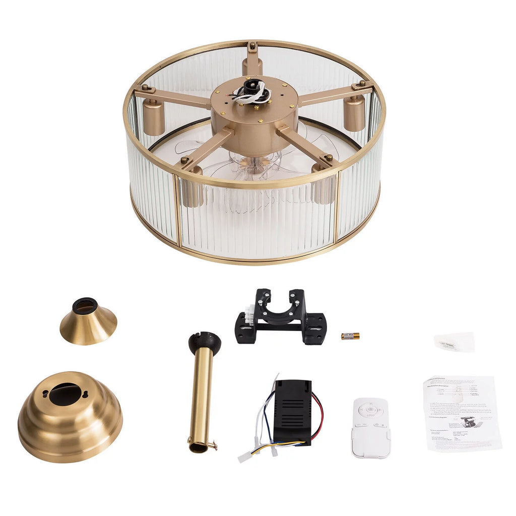 18inch Farmhouse Ceiling Fan Light Gold With Remote Control U979472