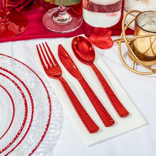 350PCS Clear Plastic Plates with Gold Trim Disposable Dinnerware Set S927728