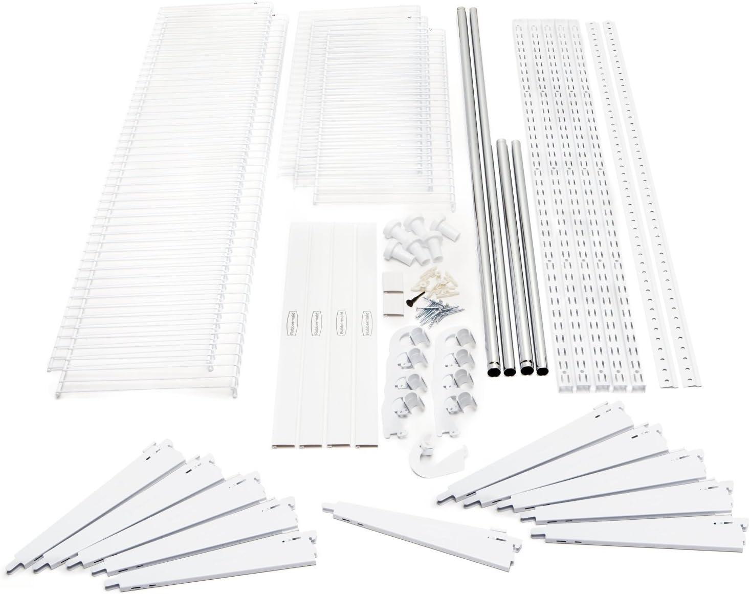 White Wire Shelving Kit with Expandable Shelving and Telescoping Rods H29679
