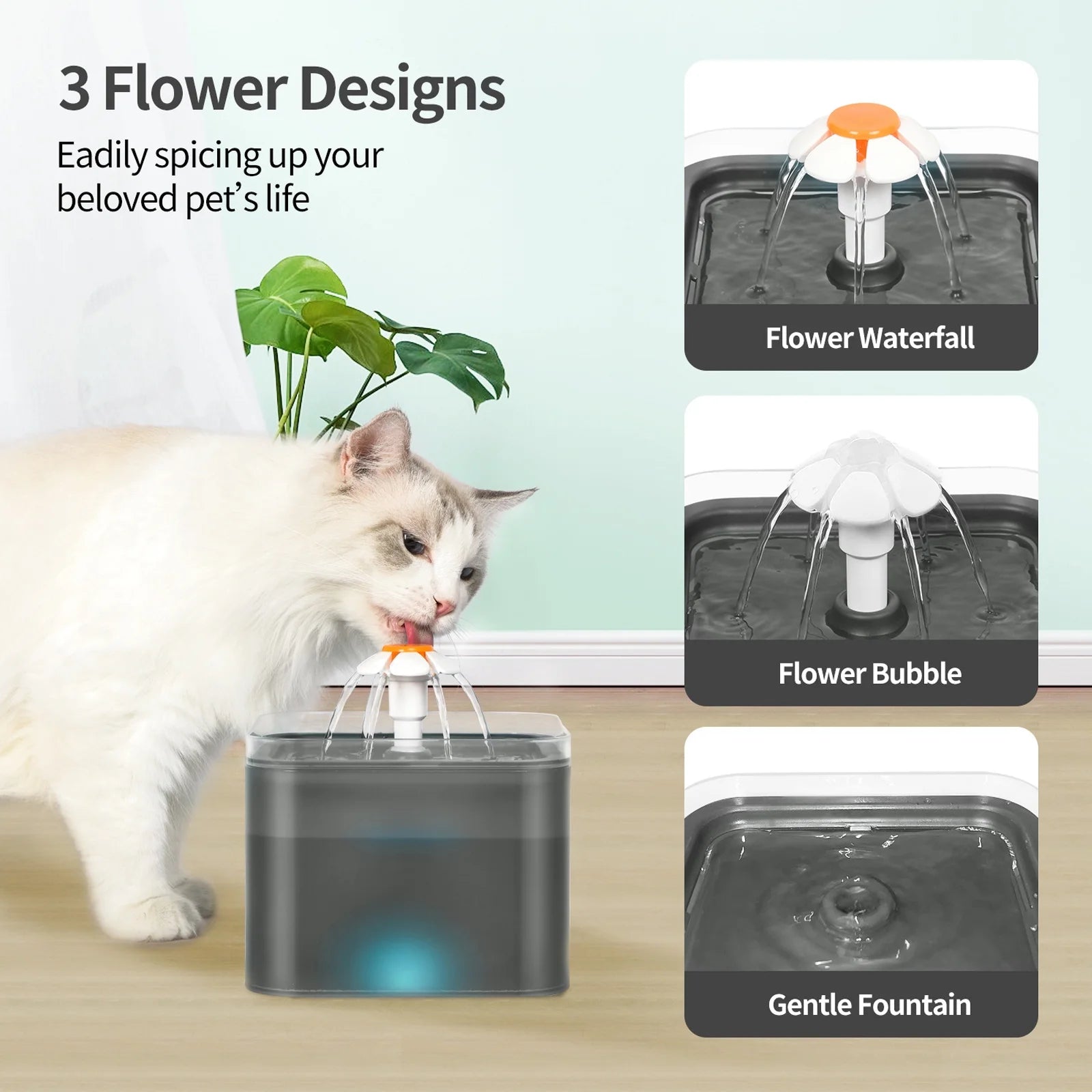 Black 2L Pet Water Fountain with Replacement Filters Q6734