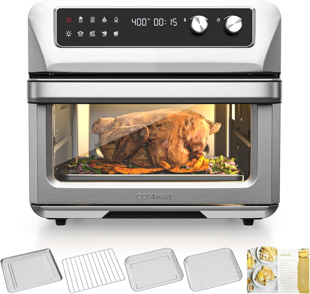 21 QT Air Fryer Toaster Oven Combo with 8 Preset Functions, Silver A1789