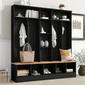 White Hall Tree with Shoe Storage Bench and Coat Rack L4162