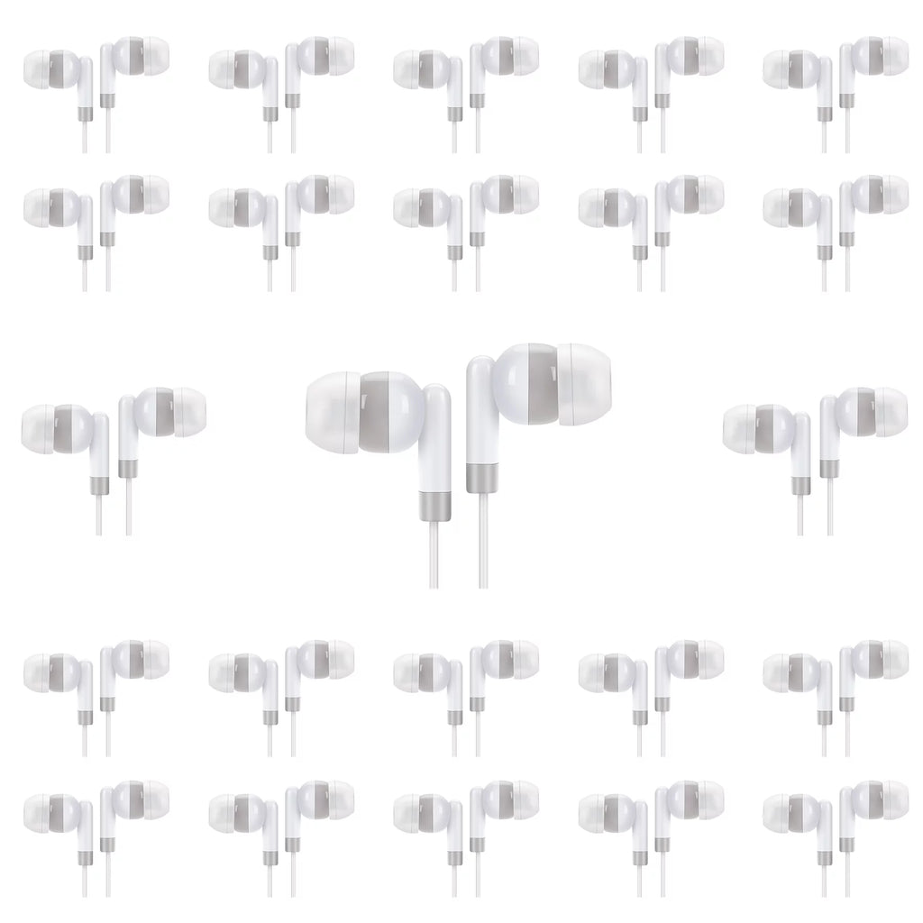 100 Packs Bulk Wired Earbuds Headphones (White) E2838