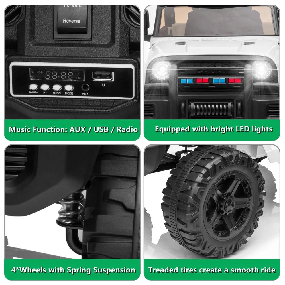 12V Battery Electric Remote Control Ride On Truck Toy Car White W1554