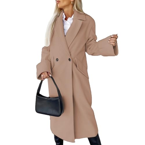 Wool Blend Double Breasted Overcoat with Belt E3085