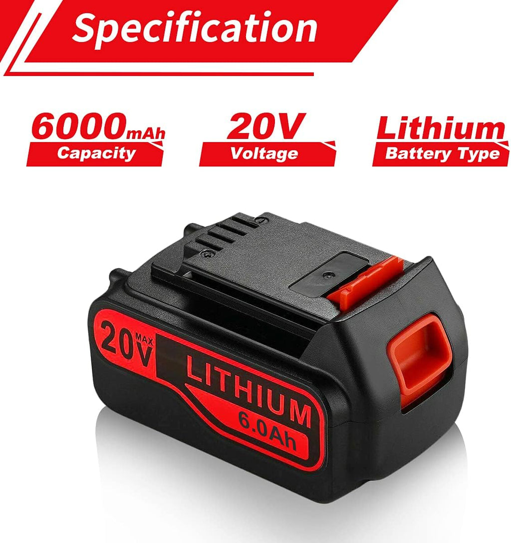 2 Pack 6.0Ah 20V Max Replacement Lithium Battery Y663133