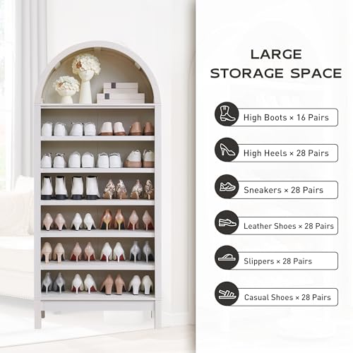Natural 7 Tier Arched Bookshelf with Adjustable Shelves H827