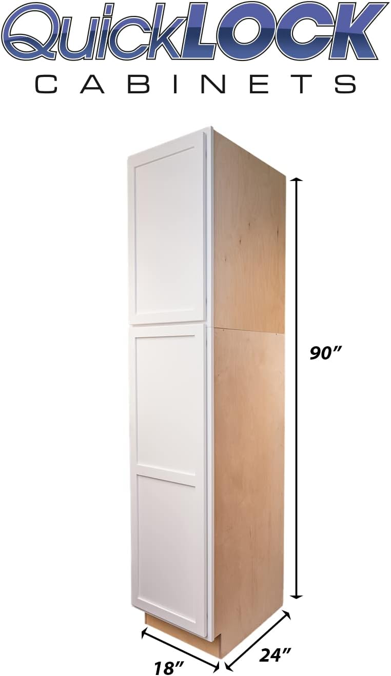 Pure White 24" D x 18" W x 90" H Plywood Base Kitchen Cabinet C50075
