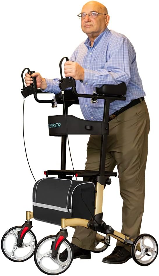 Upright Walker with 10” Front Wheels Backrest Seat and Padded Armrests N481238