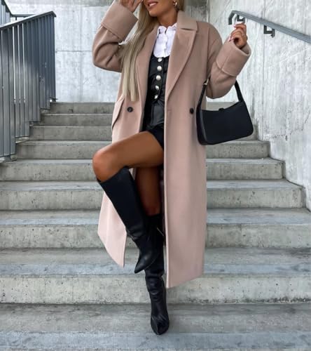 Wool Blend Double Breasted Overcoat with Belt E3085
