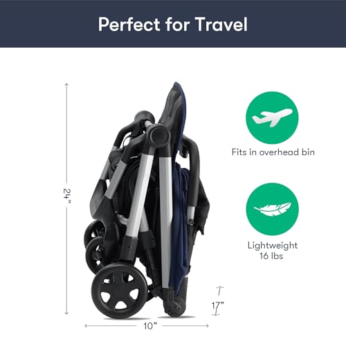 Compact Lightweight Foldable Stroller with Rain Cover and Cup Holder (Black) L5650