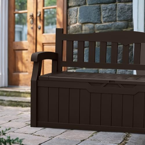 80 Gallon Storage Bench Deck Box Lockable Black Q45733