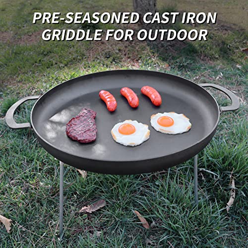 20 Inch Cast Iron Griddle Pan with Two Loop Handles K3677