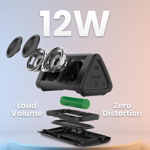 Portable Bluetooth 5.4 Speaker, 12W, 24-Hr Battery, IPX5 Water-Resistant, Black B8009