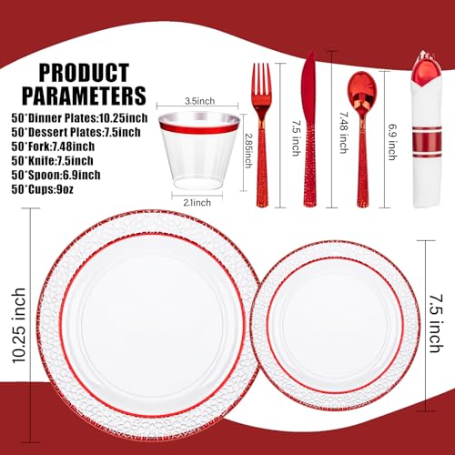 350PCS Clear Plastic Plates with Gold Trim Disposable Dinnerware Set S927728