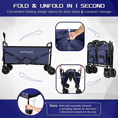 Collapsible Wagon Cart with Cupholders (Black) Q836
