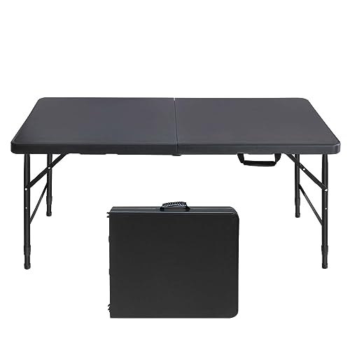 White Black Heavy Duty Plastic Folding Table C355409