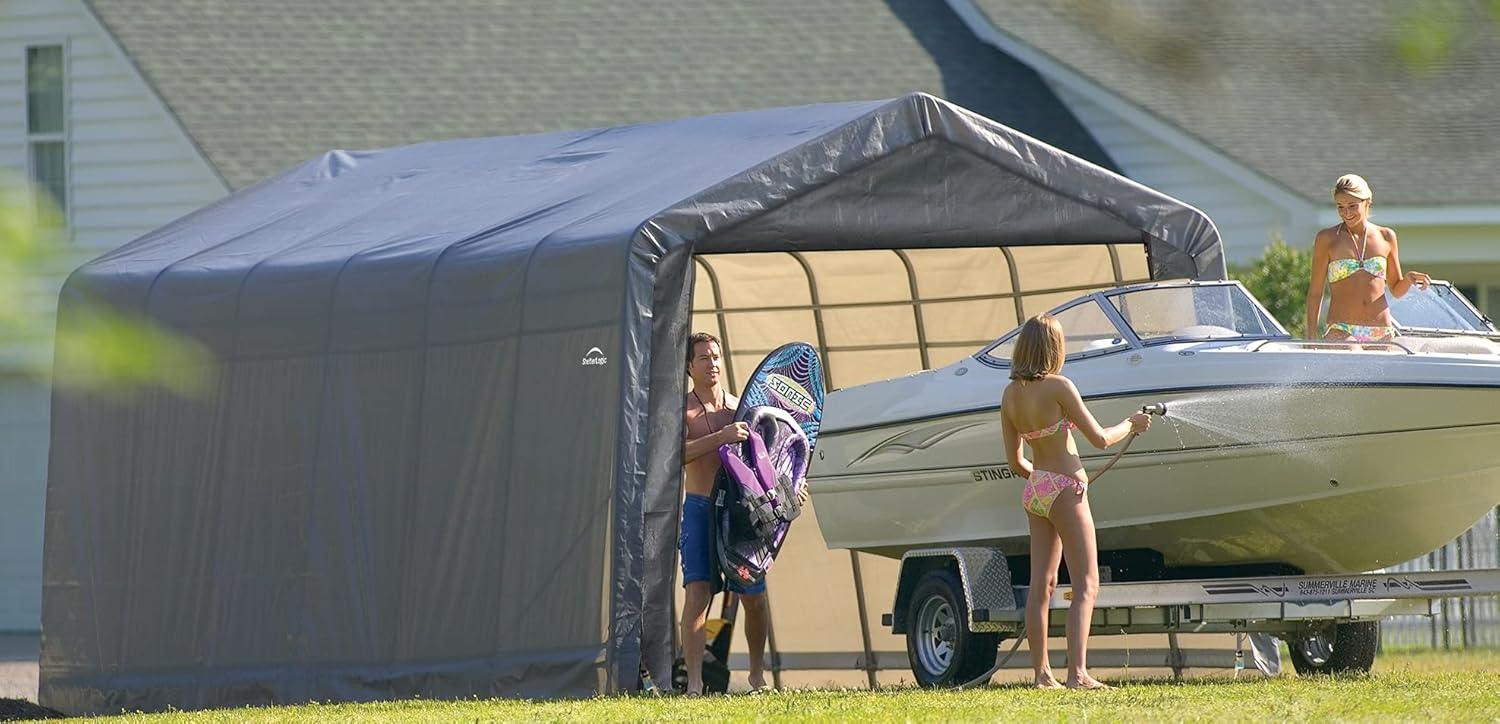 Grey 12'x24'x10' Peak Style Shelter E2274