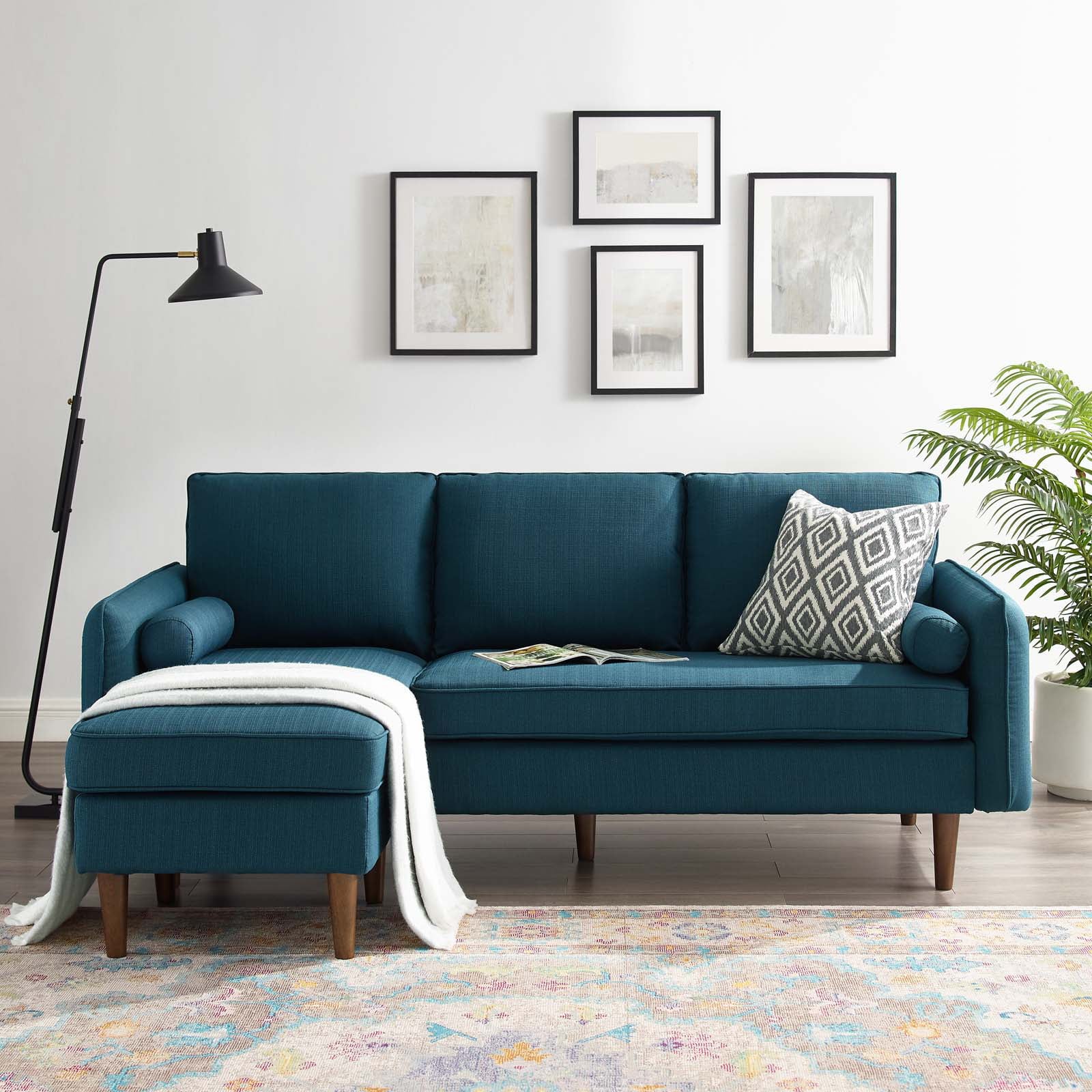 Navy Blue Fabric Sectional Sofa Set E296537
