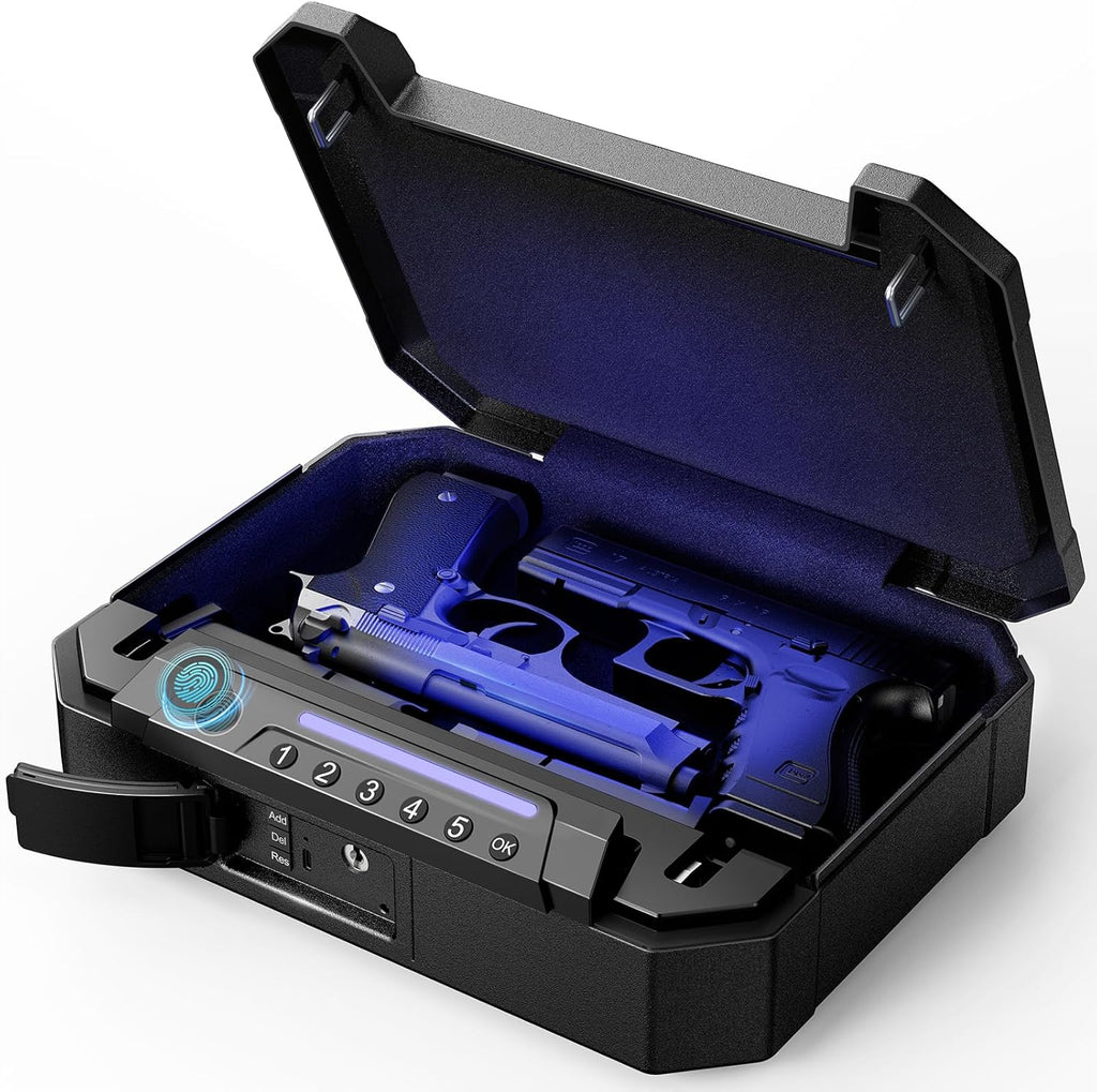 Biometric Fingerprint Gun Safe with USB-C Charging and Interior Light K1657