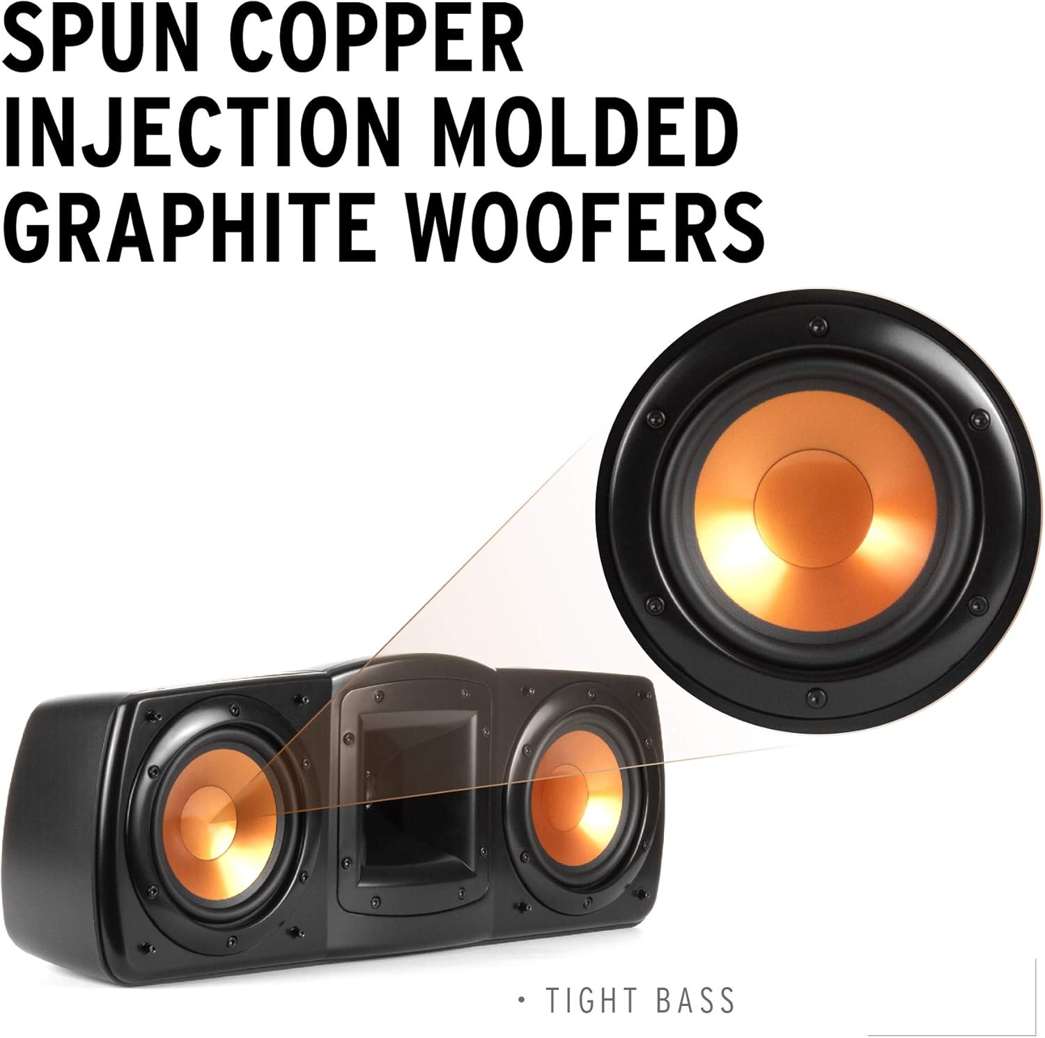 Black Center Channel Speaker with Dual 5.25” Woofers and 1” Tweeter F15704