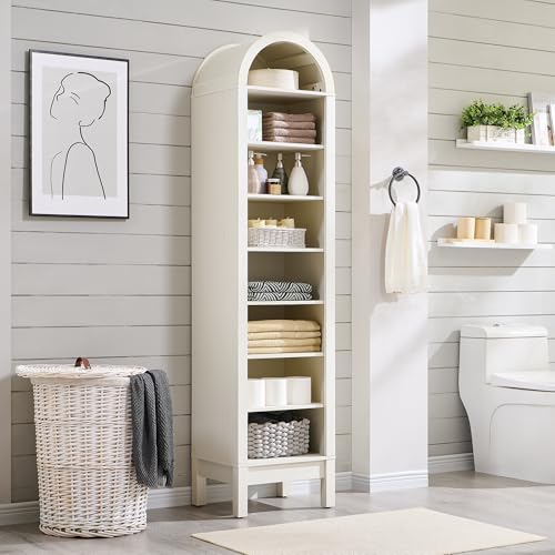 Natural 7 Tier Arched Bookshelf with Adjustable Shelves H827