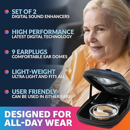 Black Rechargeable BTE Hearing Amplifier Pair with USB Dock R917391