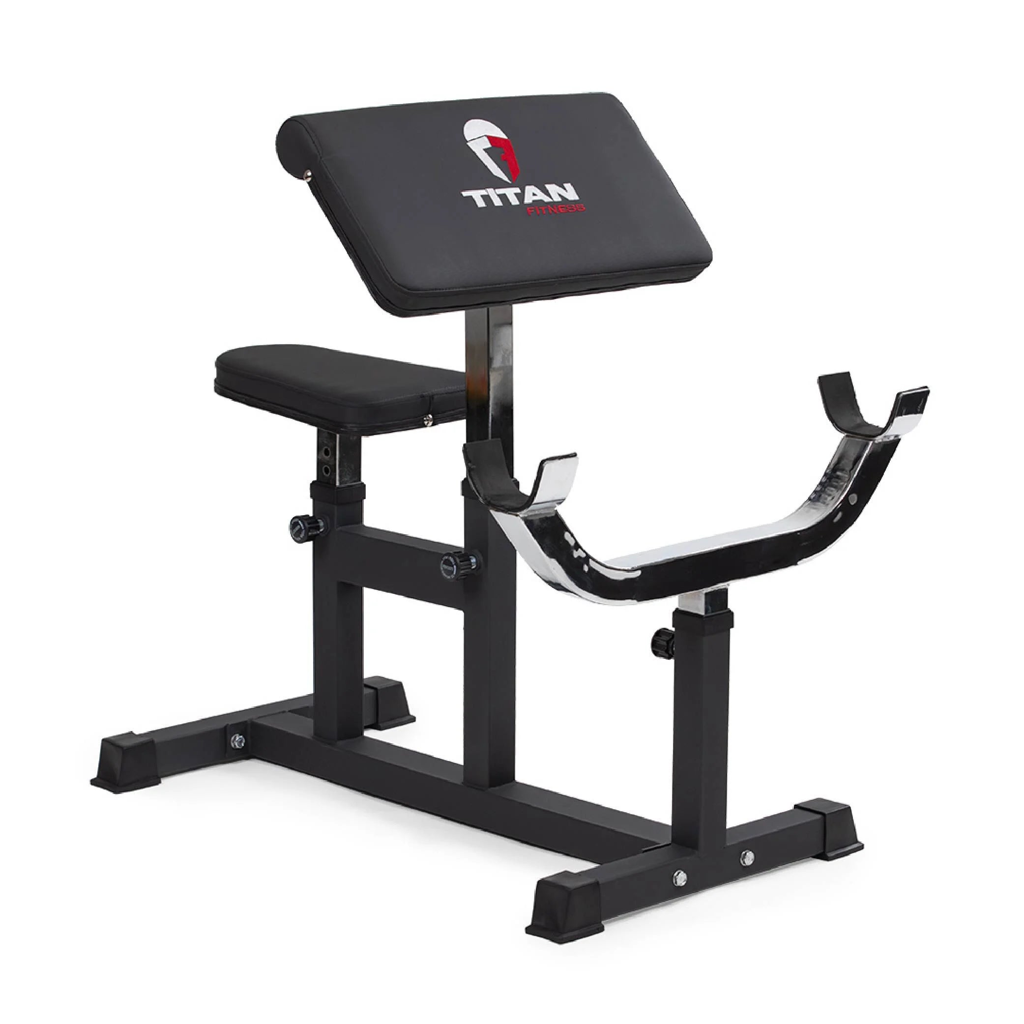Adjustable Arm Preacher Curl Weight Station, Seated Strength Training Fitness Bench, Rated 250 LB F106