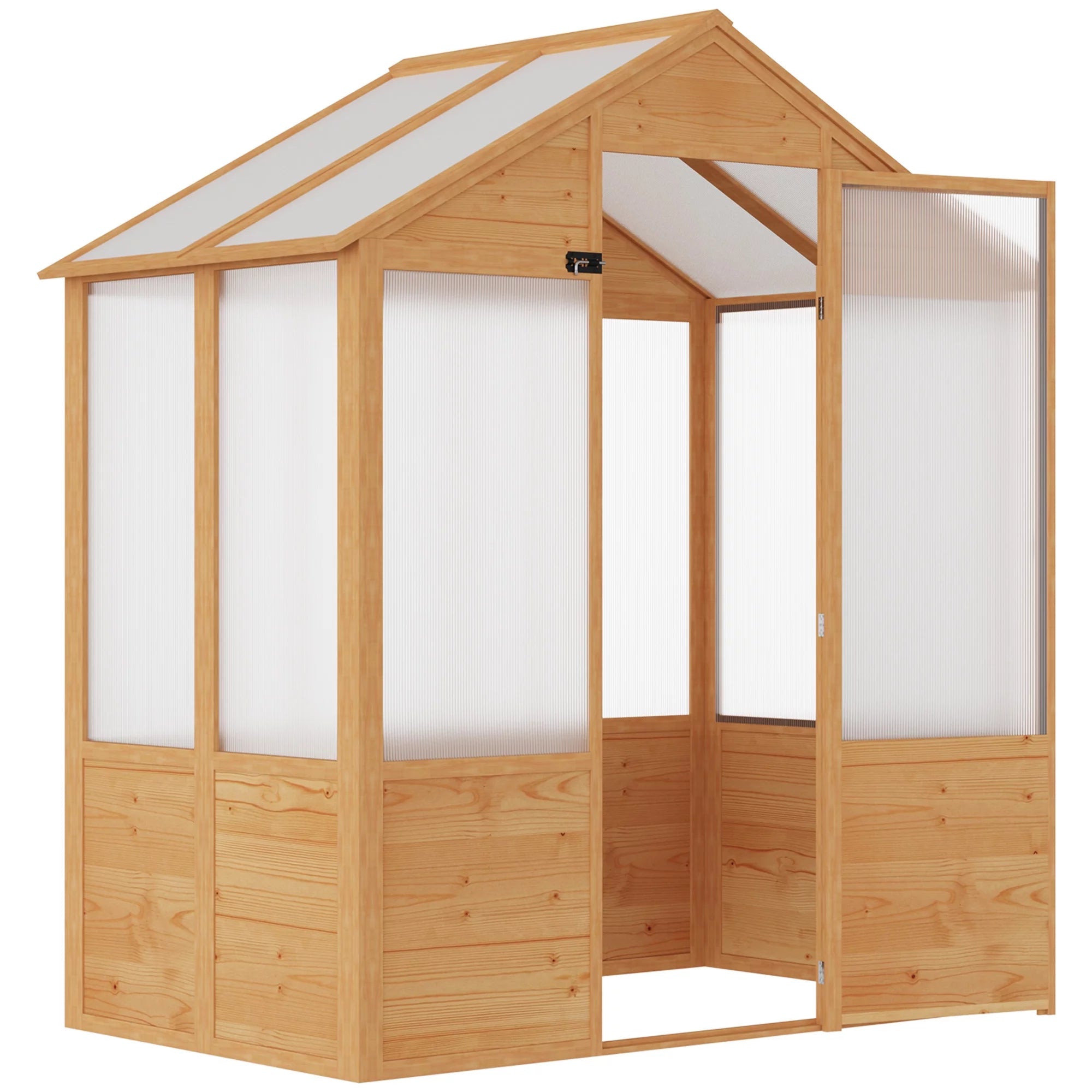 Natural Polycarbonate Wooden Greenhouse Q8482