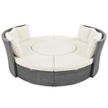5-Piece Round Rattan Sectional Sofa Set with Liftable Table and Washable Cushions V159079