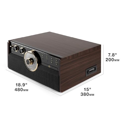 Mid-Century 6-in-1 Turntable with Built-in Speakers O352541