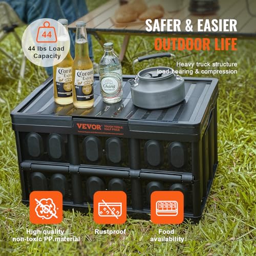 45L Collapsible Storage Bins with Lids 3 Packs Stackable Utility Crates with Handles Large Folding Containers S2671