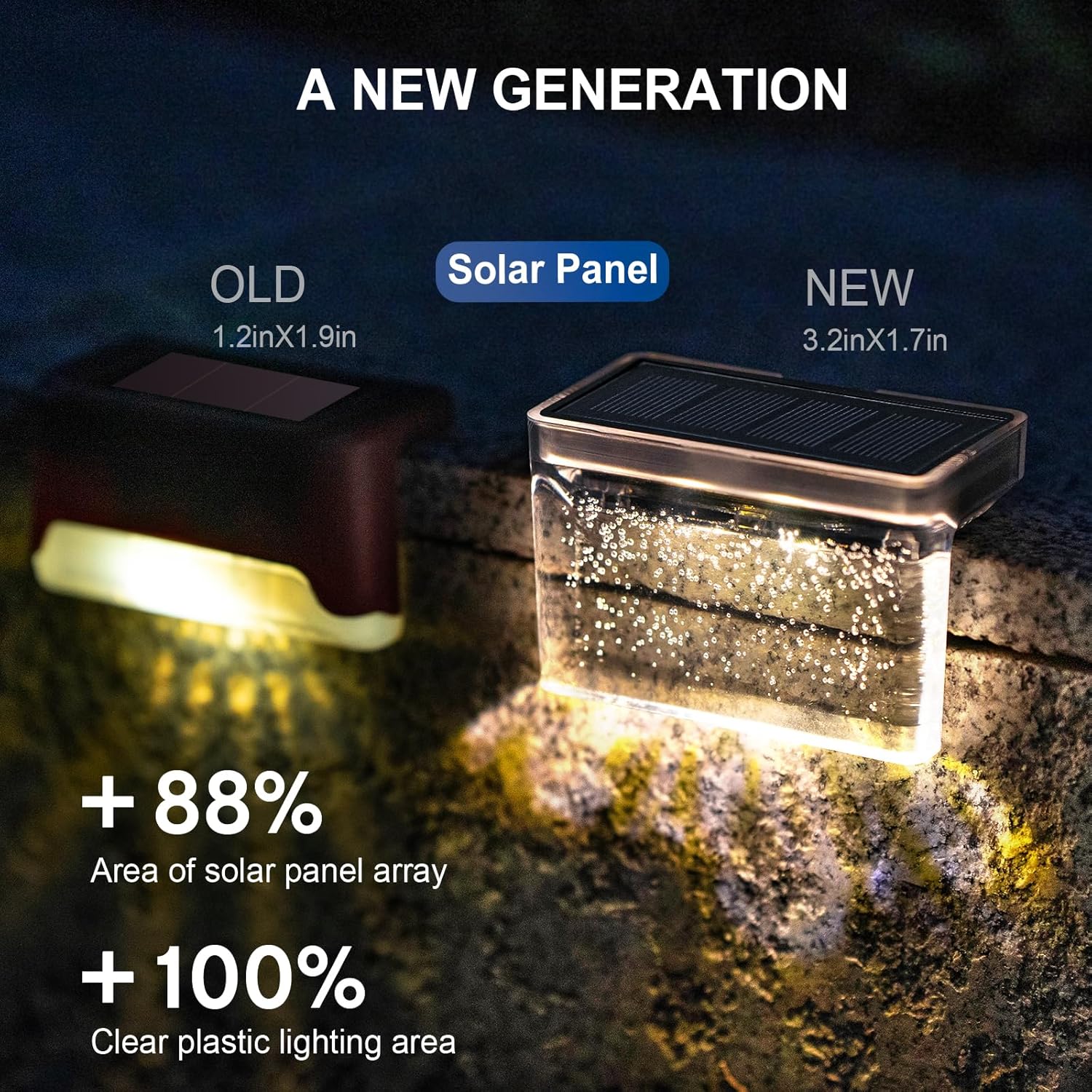 8 Pack Solar Deck Lights, 10 lumens, Warm White X592