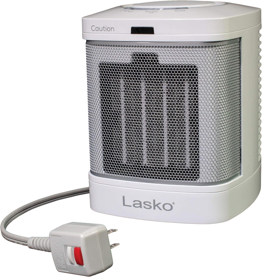 Ceramic Adjustable Thermostat Space Heater, Non-Oscillating, Small Portable Ceramic Space Heater, White G236648