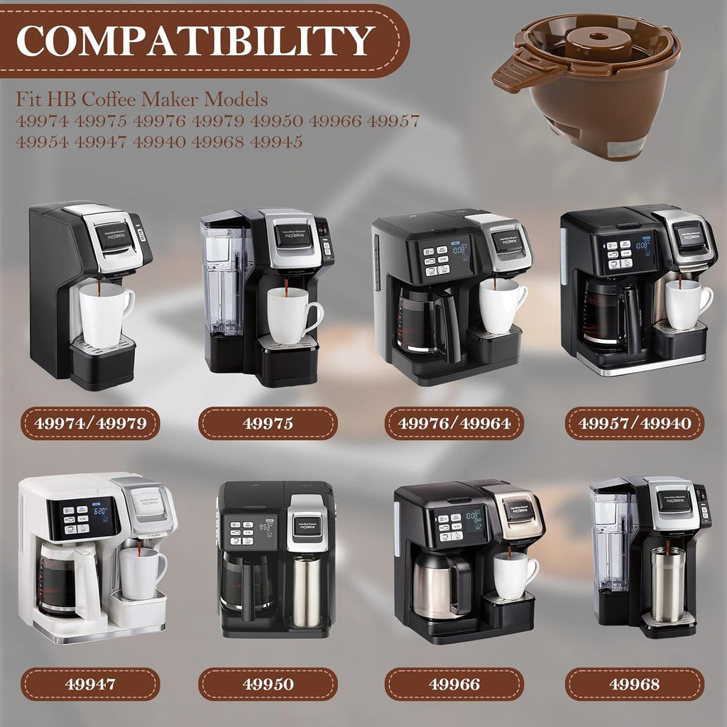 Single Serve Ground Coffee Brew Basket Reusable Coffee Filter Brown (2 Pack) W273123