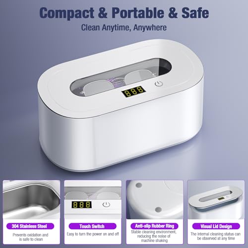 Ultrasonic Jewelry Cleaner, 48Khz 30W Portable with Digital Timer, 12OZ X876340