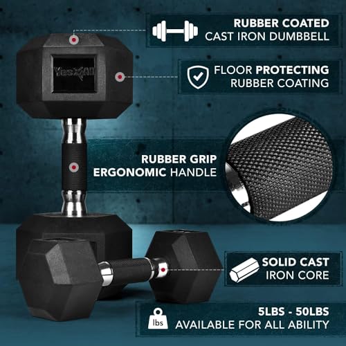 Chrome Rubber Grip Encased Hex Dumbbells 10-30 LBS Pair J766