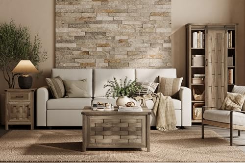 Light Brown 31.5" Square Coffee Table with Hinged Lift Top O6923