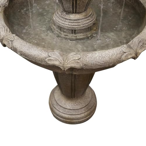 3-Tiers Concrete Water Fountain with Submersible Electric Pump N8129