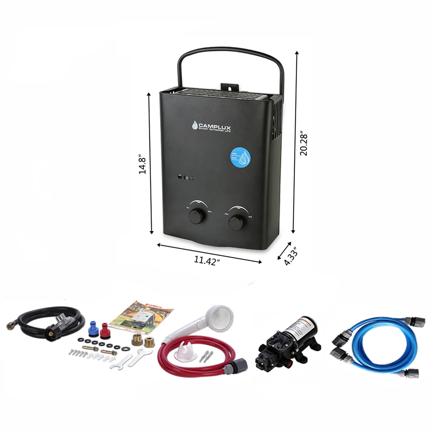 Outdoor Portable Propane Tankless Water Heater Black X216