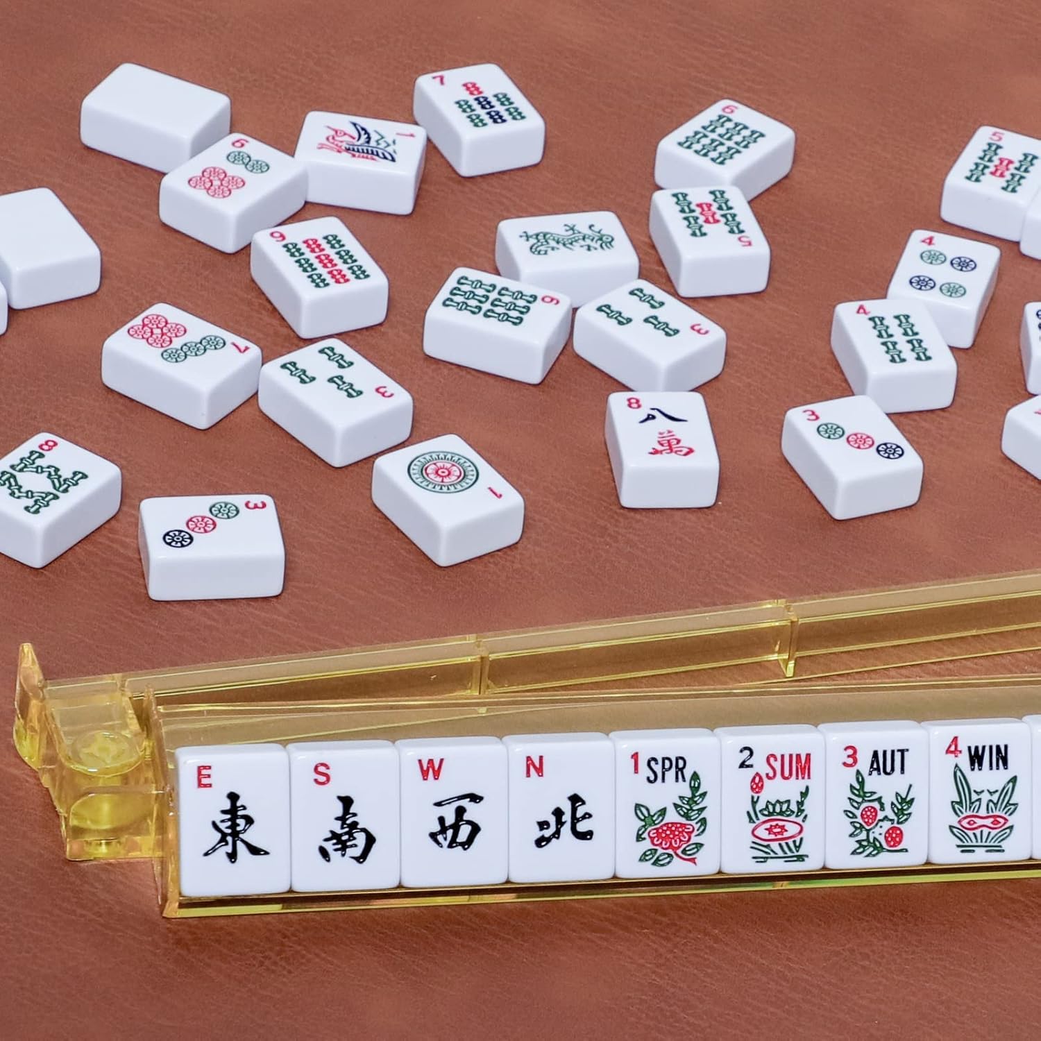 166 White Tiles Mahjong Set with Soft Bag and 4 Racks E40069