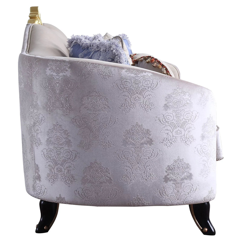 Cream Fabric Upholstered Sofa with 7 Pillows O82738