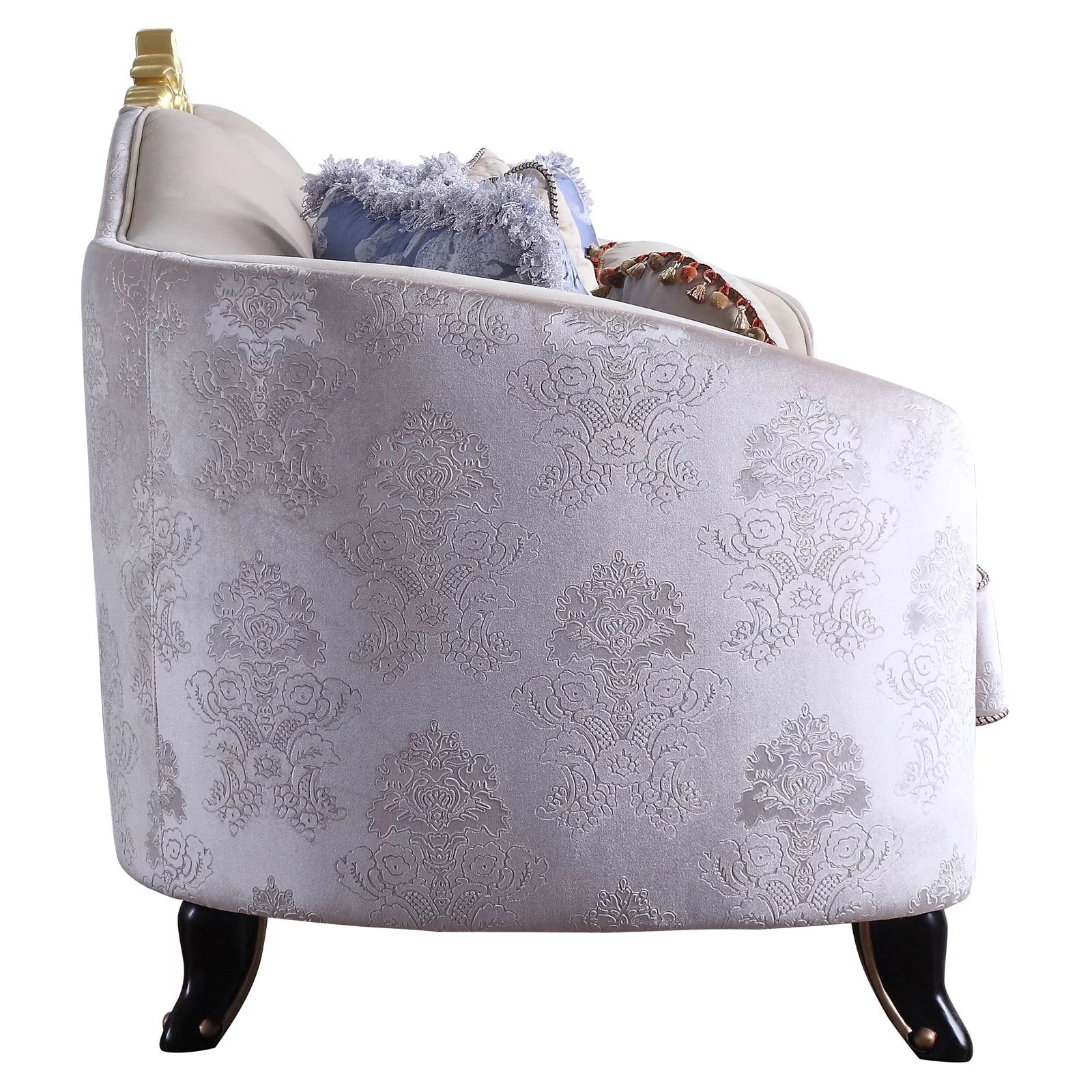 Cream Fabric Upholstered Sofa with 7 Pillows O82738