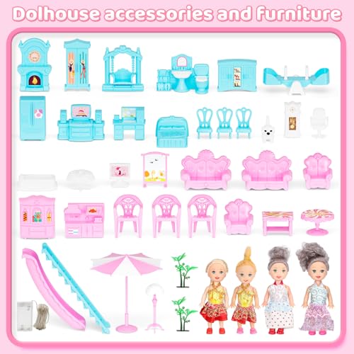5-Story Doll House with 19 Rooms, Lights, Dolls, and Furniture A1979