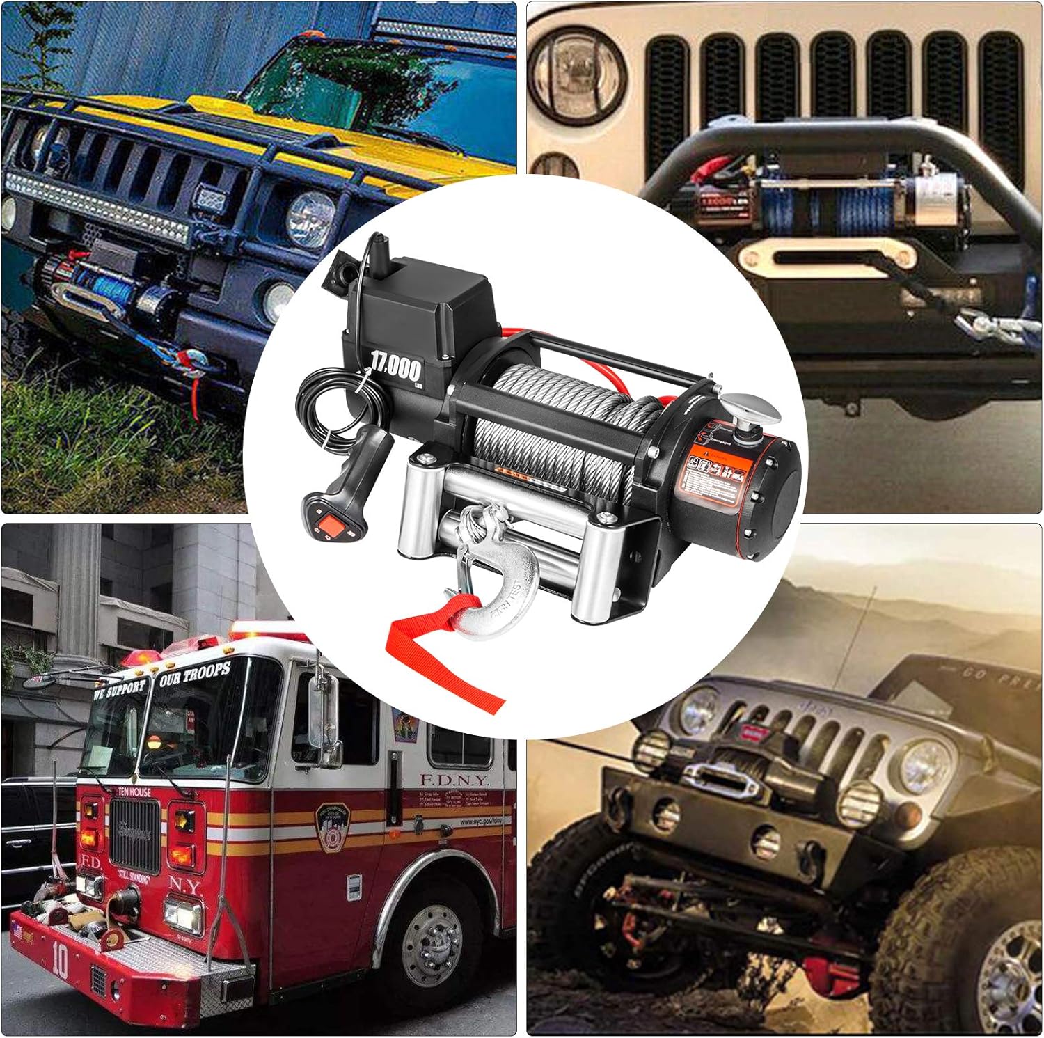 Steel Cable 12V Electric Winch with Wireless Remote Control X917928