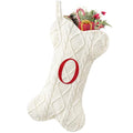 White Large Knit Dog Christmas Stocking with Initials K539146