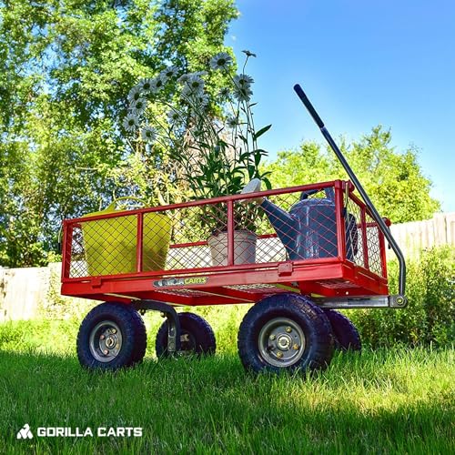 Gray Steel Utility Wagon with Removable Side Panels, 1000 lb Capacity, All-Terrain Wheels R118