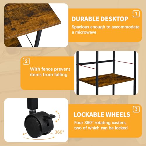 3-Tier Rolling Kitchen Stand with Wire Basket Q9574